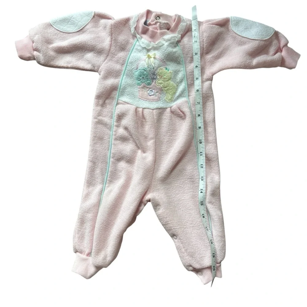 Vintage Bright Future Infant One Piece Outfit Pink w Cat Size 6-9  months
